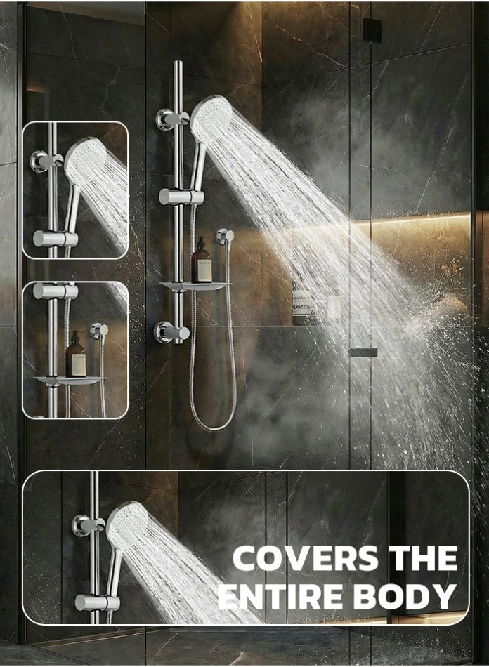 مودي طقم رأس دش مع قضيب انزلاق قابل للتعديل، دش يدوي بخمس وظائف، طقم دش من الفولاذ المقاوم للصدأ المطلي بالكروم مع خرطوم وصينية صابون للحمام - Image 5